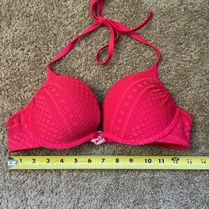 34C Aerie Charley hot pink push up underwire bikini top, swim suit.